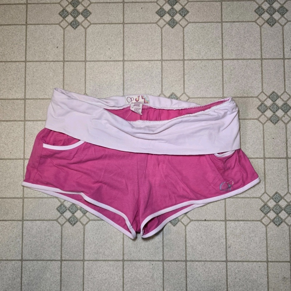 Y2k Ocean Pacfic OP Booty Cheek‎ Shorts Foldover Pink XL Juniors Girls Althetic